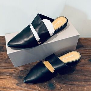 Splendid black flats; leather; slide on flats with straps; brand new; size 8.5
